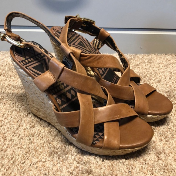 Jessica Simpson Shoes - Jessica Simpson tan leather wedge sandal